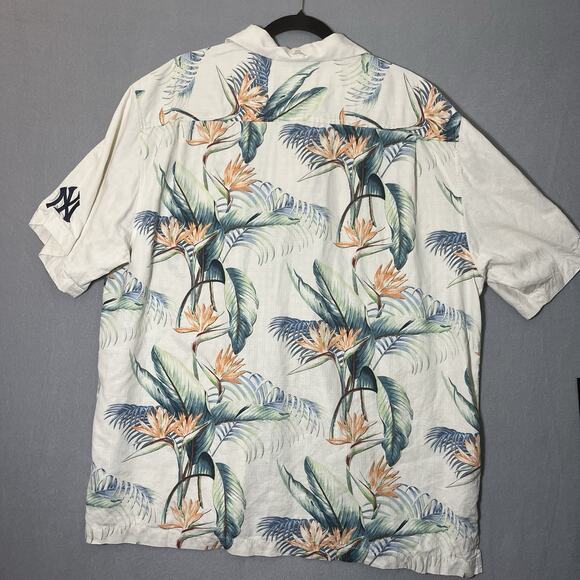 TOMMY‎ BAHAMA Baseball NY Yankees 100% Silk Shirt MLB Hawaiian Tropical XL - Picture 6 of 11